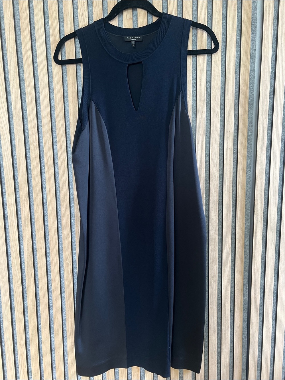 Rag & Bone Black/ Navy Mixed Fabric Keyhole Sheath Dress Size M